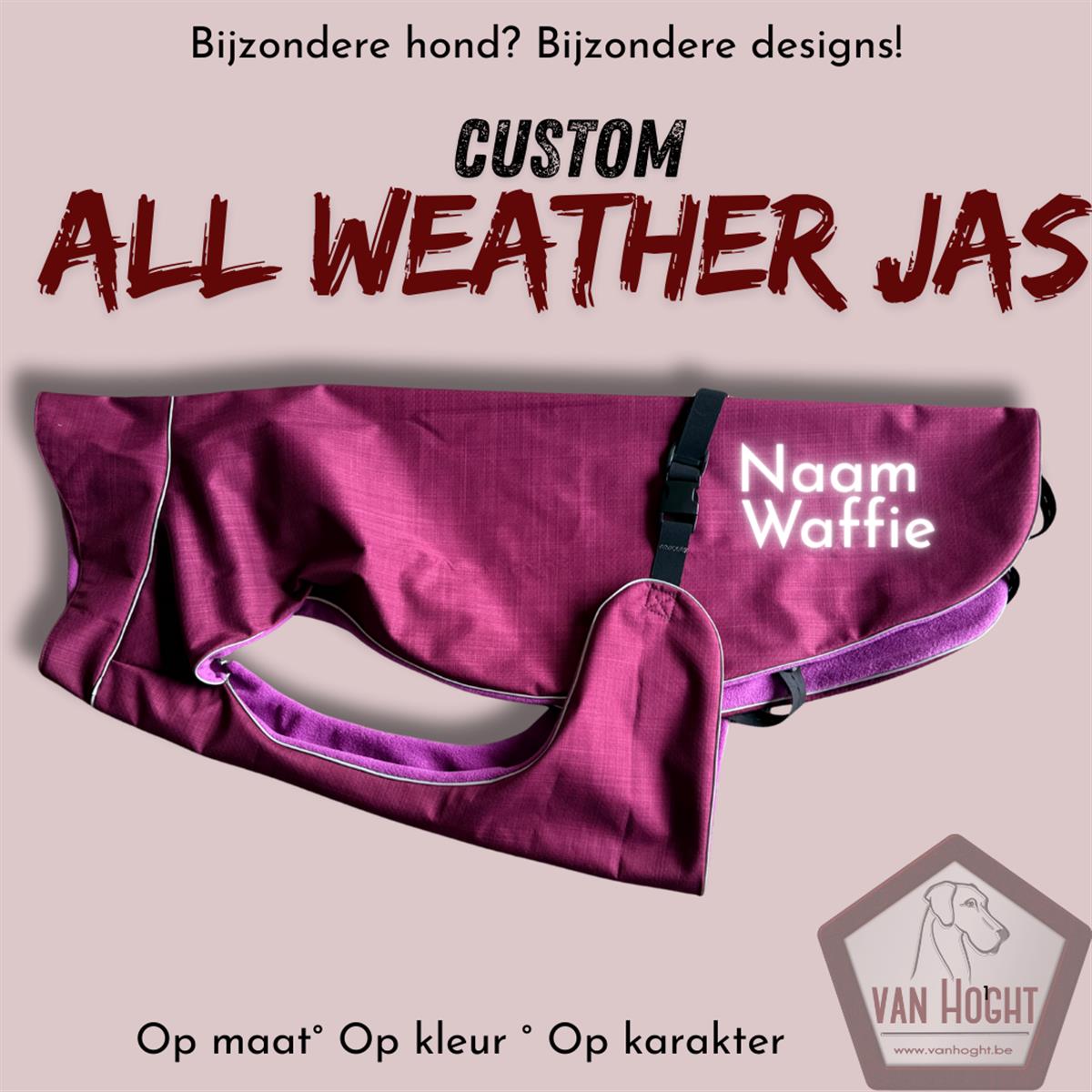 Custom All weather jas - 90 cm bordeaux/fuchsia
